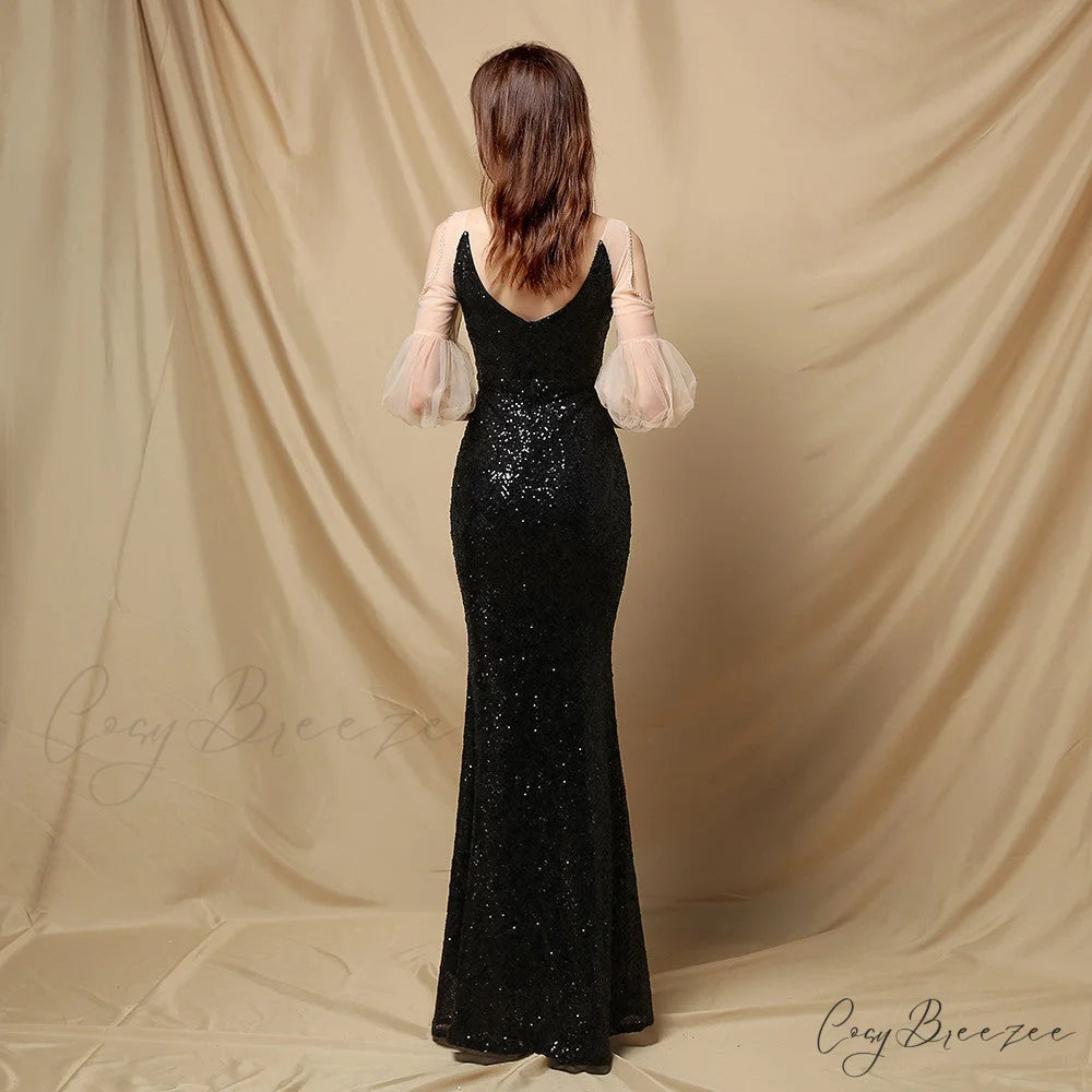 Quinn Sequin Scroll Charming Puff Sleeve Dress