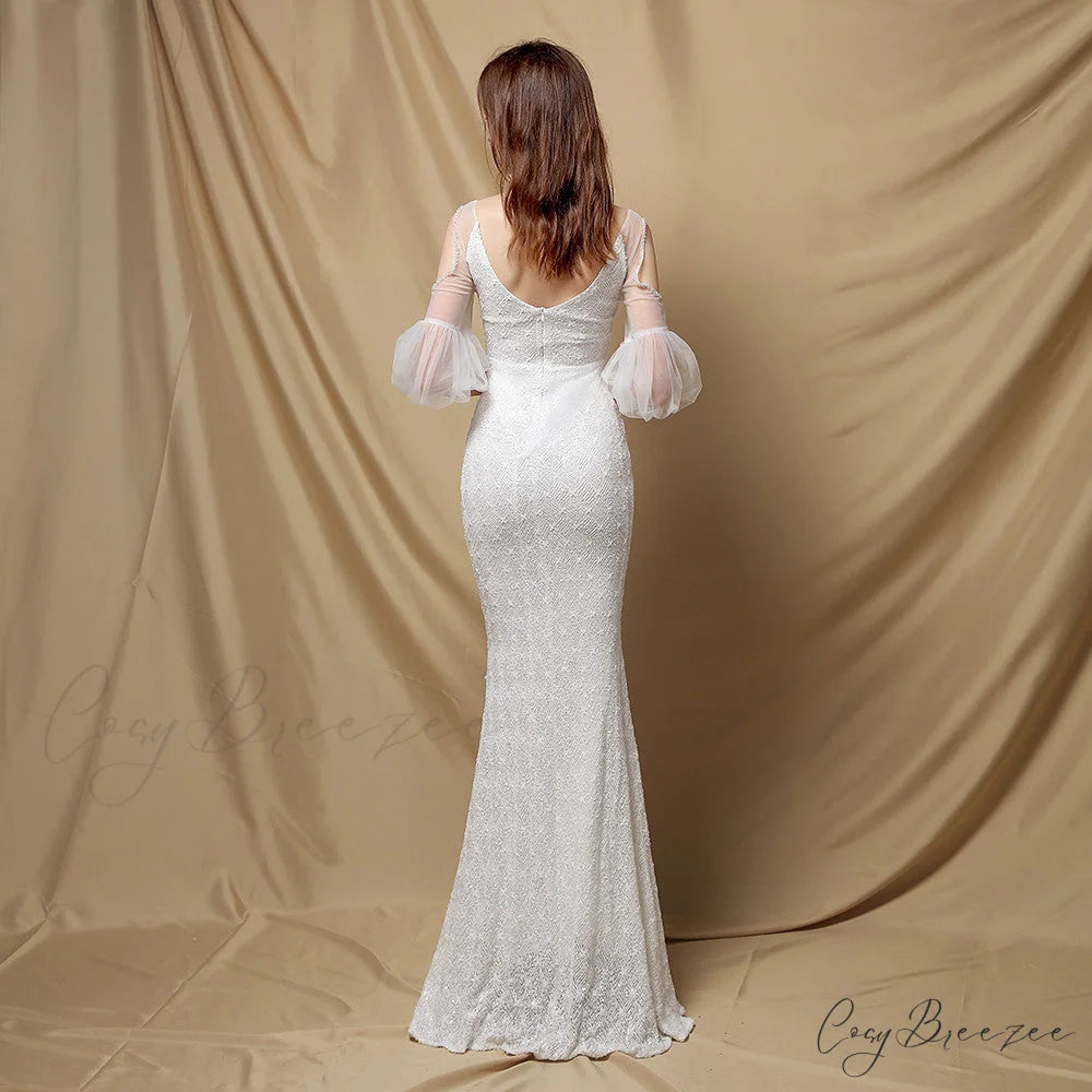 Quinn Sequin Scroll Charming Puff Sleeve Dress