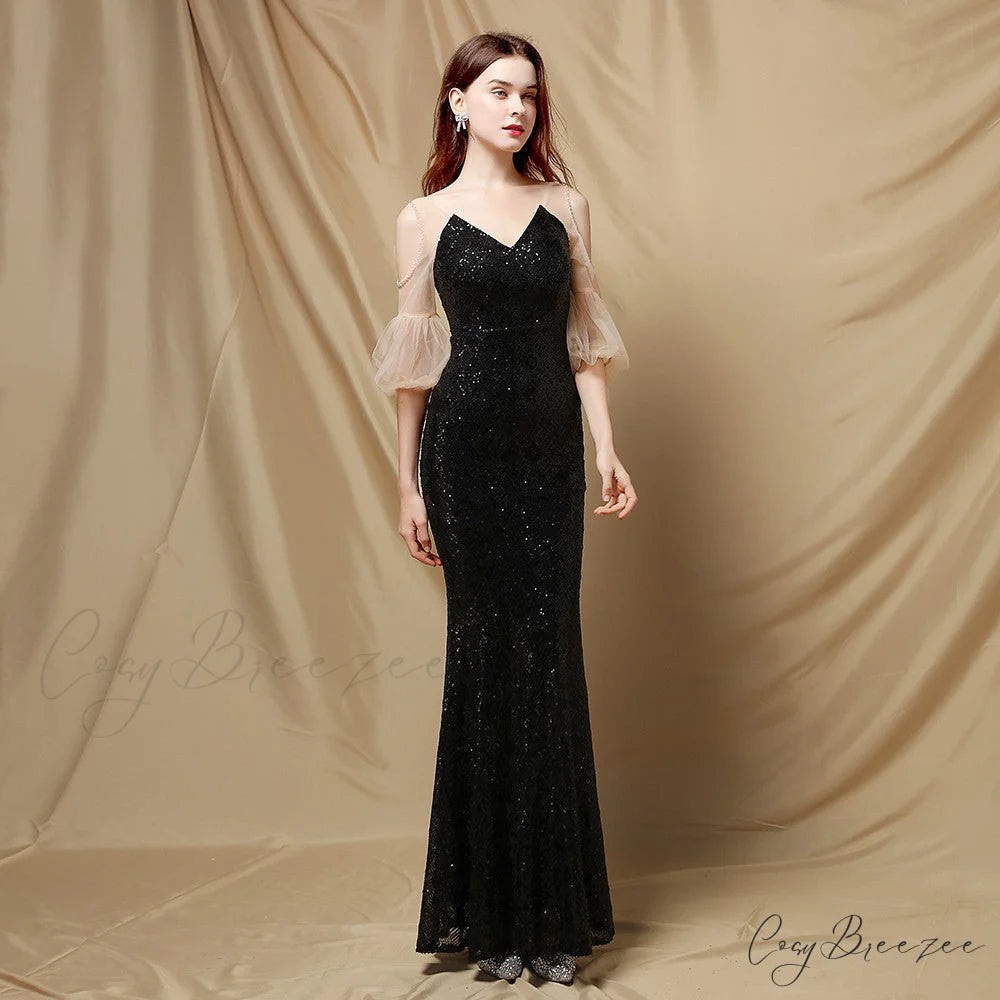 Quinn Sequin Scroll Charming Puff Sleeve Dress