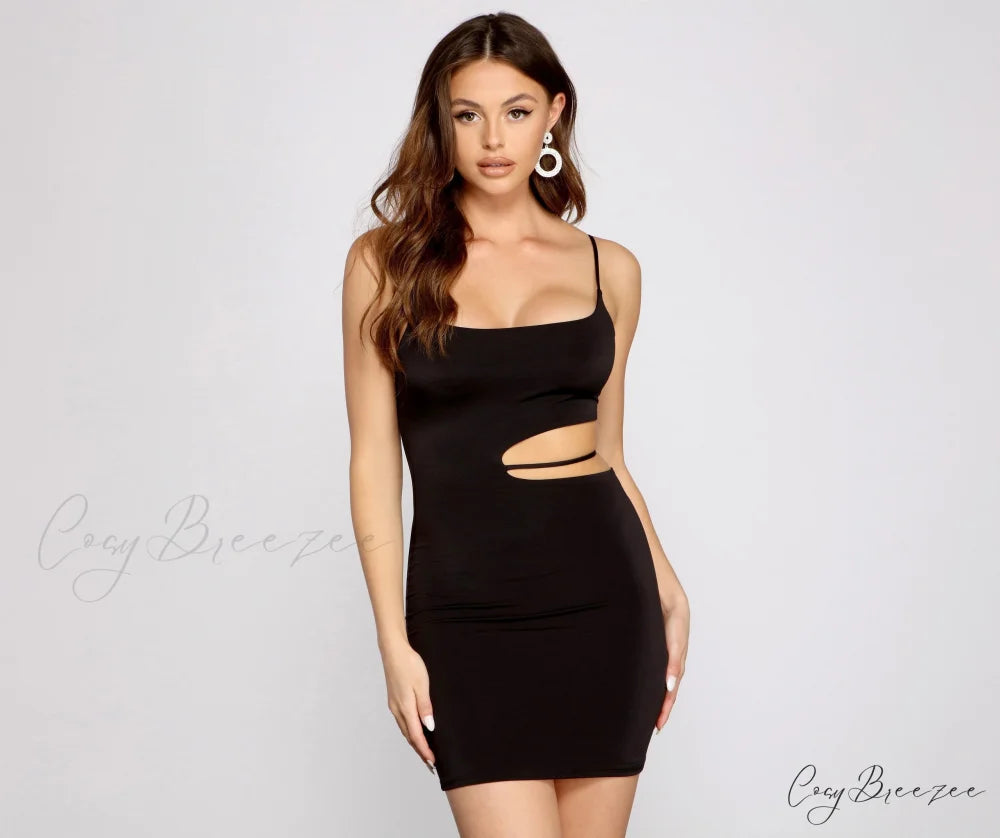 Ready To Stun Charming Cutout Mini Dress BLACK / XS