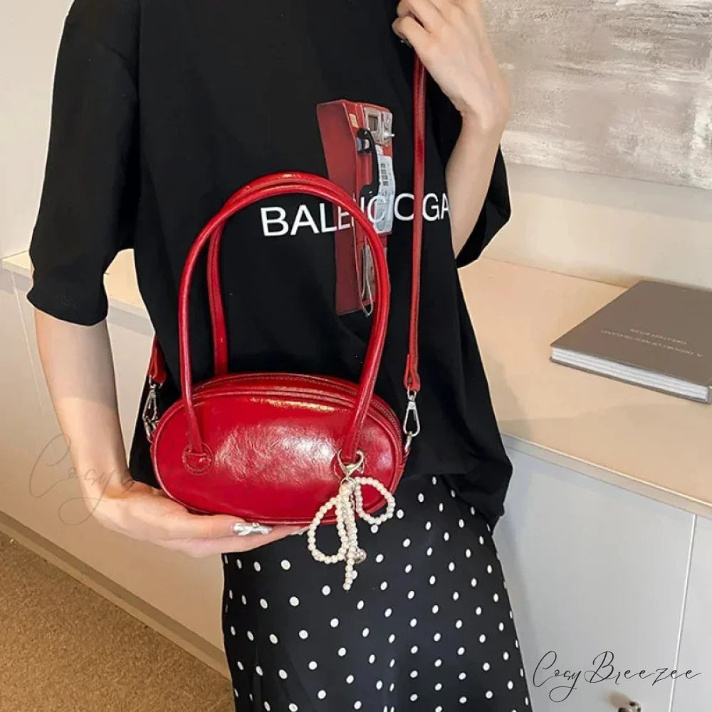 Red Casual Korean Underarm Bag Red shoulder-250126