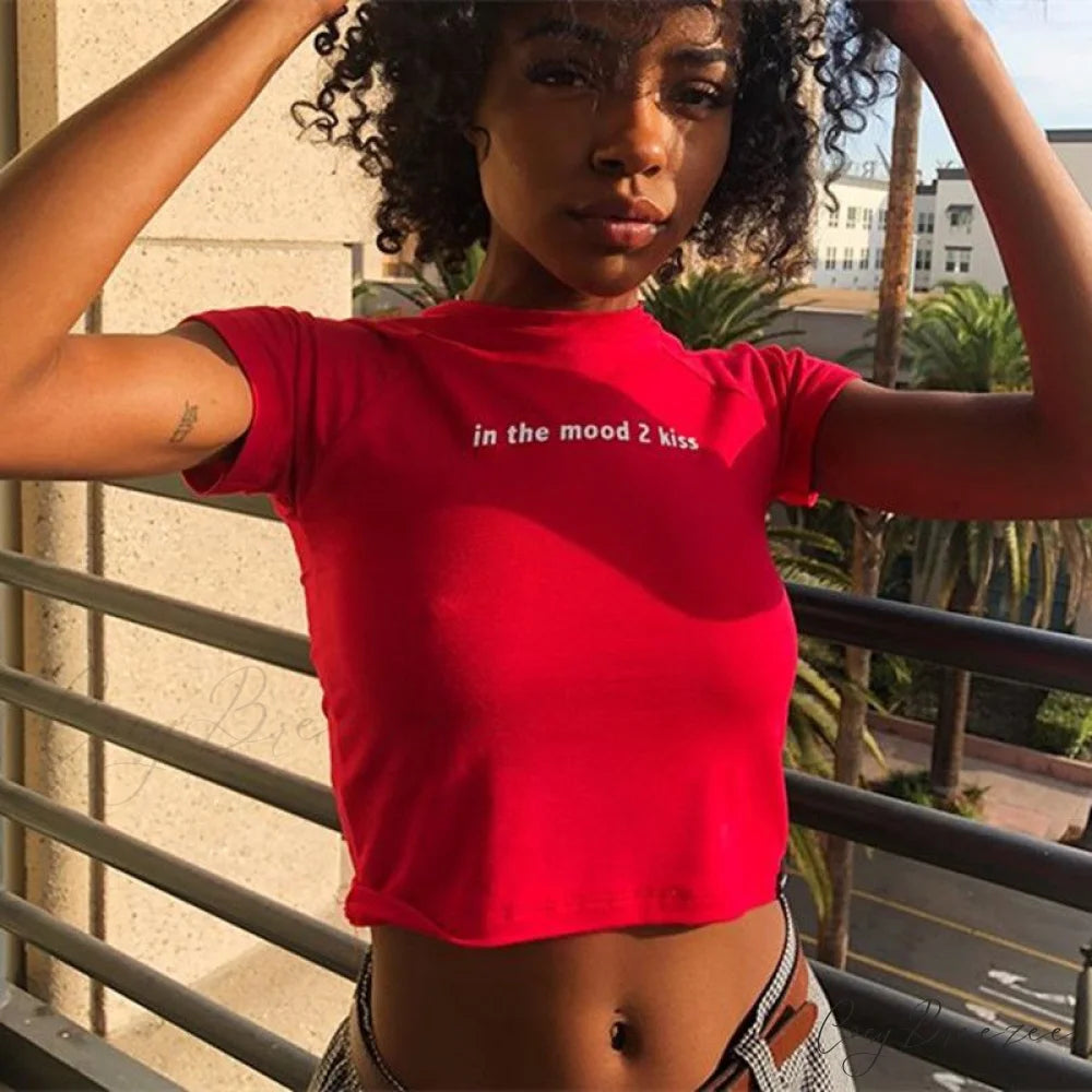Red In A Charming Mood Red Graphic Tee S