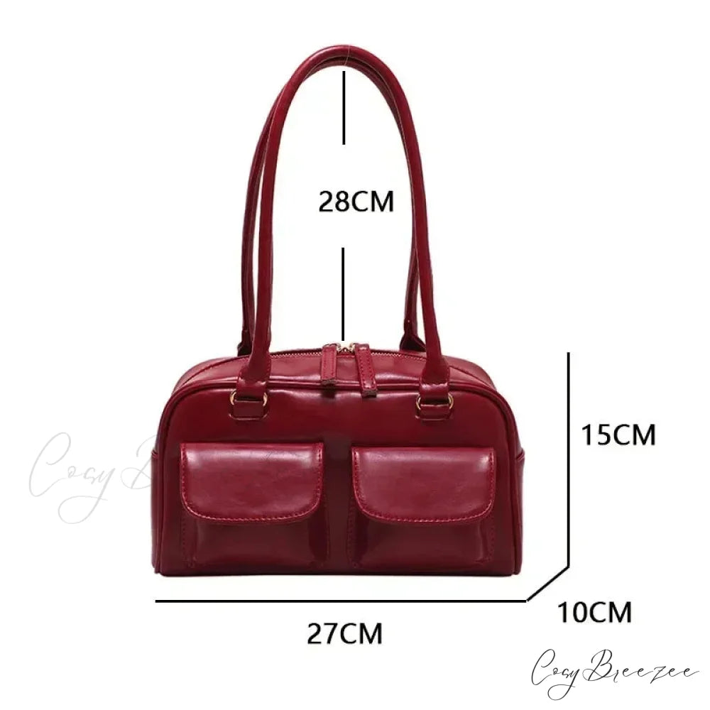 Red Patent Leather Hobo Bag shoulder-250126