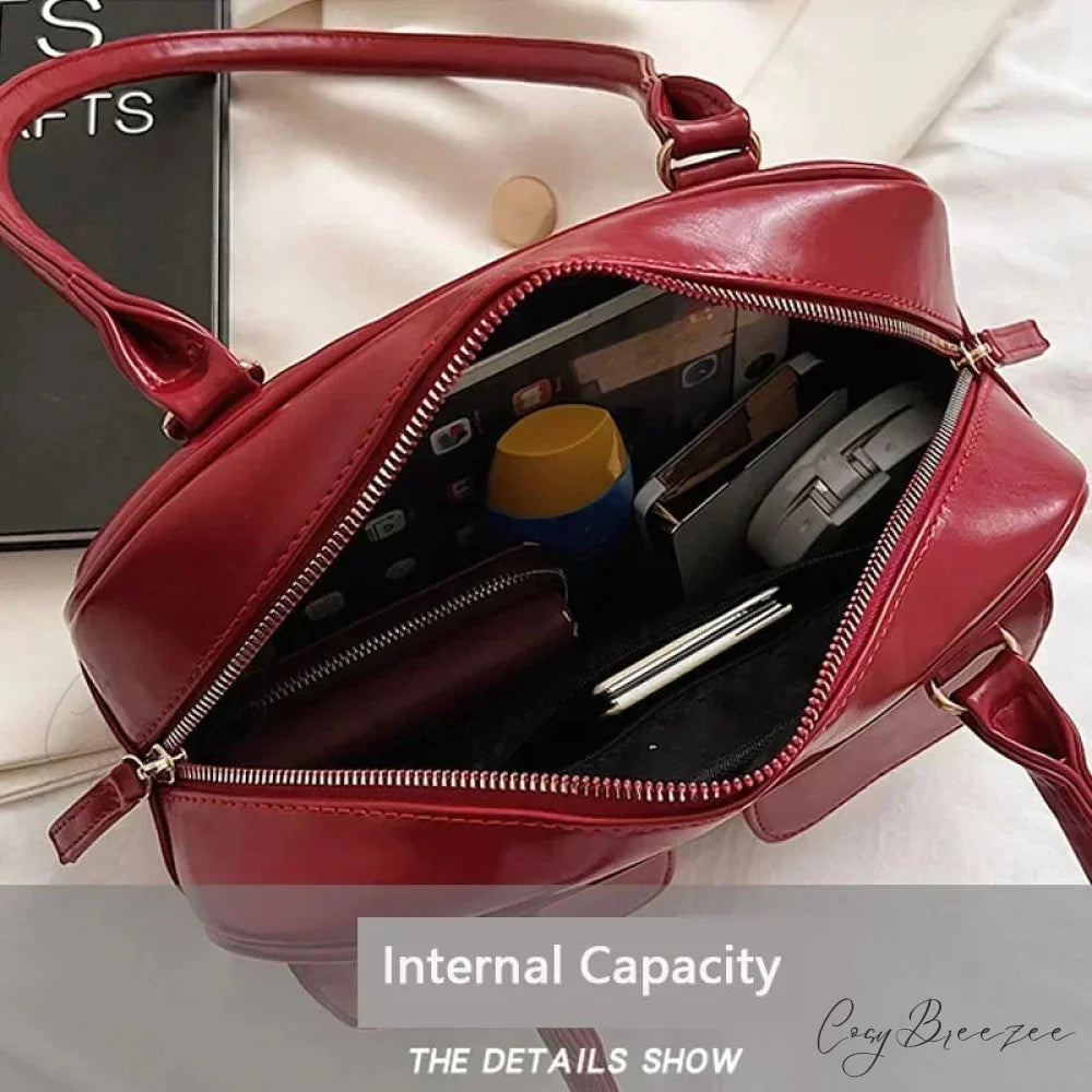 Red Patent Leather Hobo Bag shoulder-250126