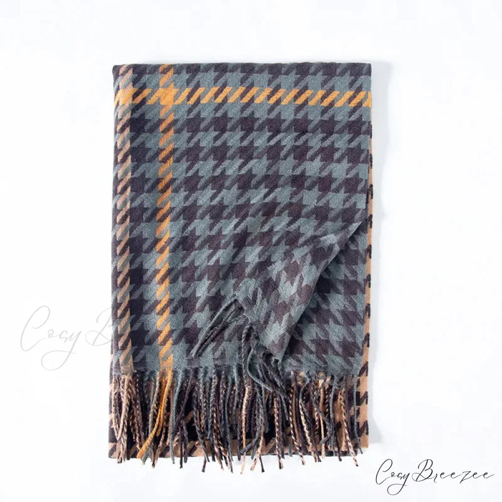 Red Plaid Cashmere Korean Style Fashion Warmer Hijab Pashmina Scarf for Women blue gray