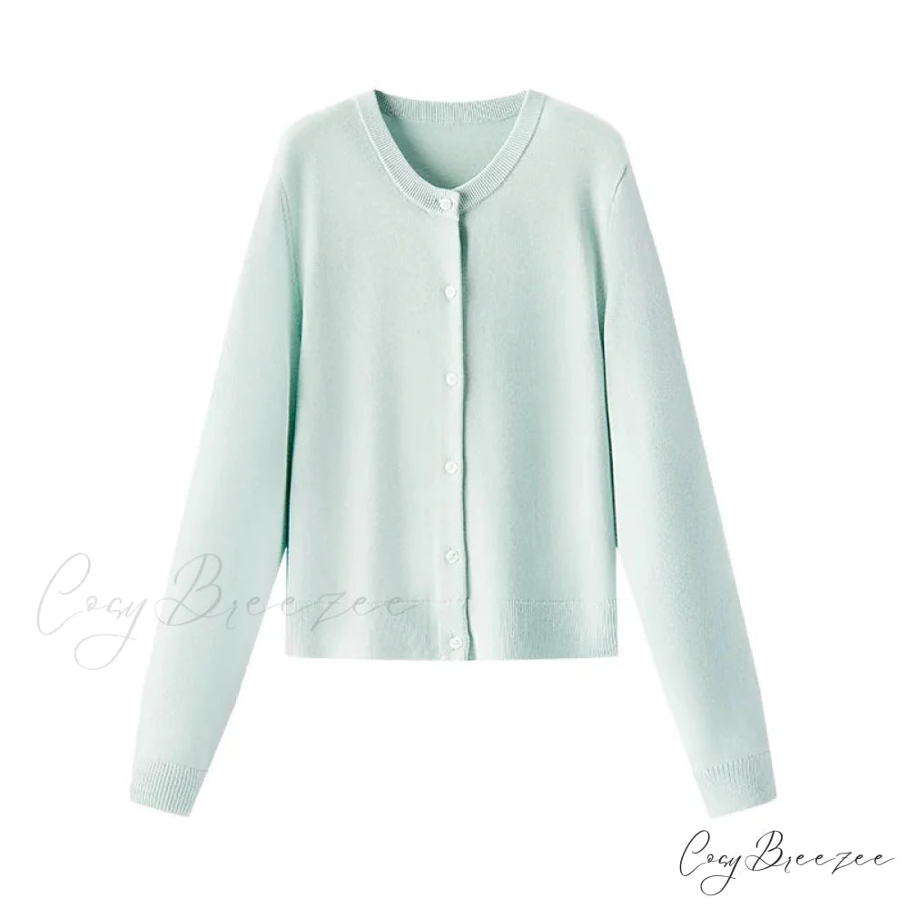 Red Solid Color Elegant Layered Cardigan Green / XS