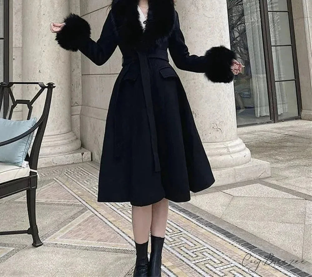 Red Wool Wrapped Waist Coat Black / S