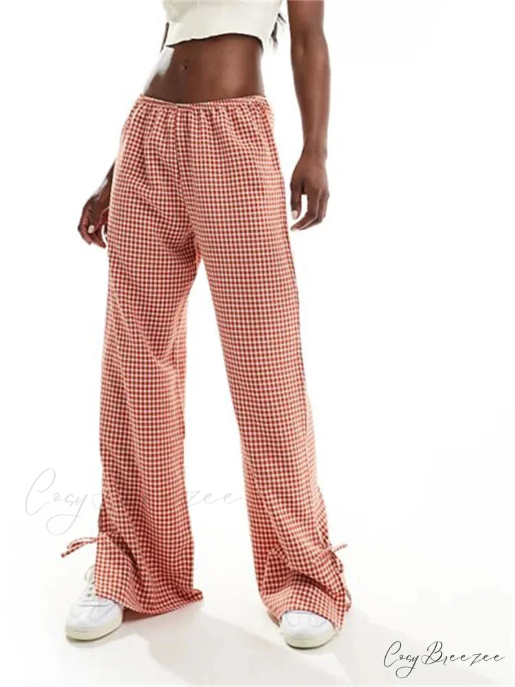 Relaxed Elevated-Waist Streaked Lounge Streetwear Pant ORANGE / S pant-250223