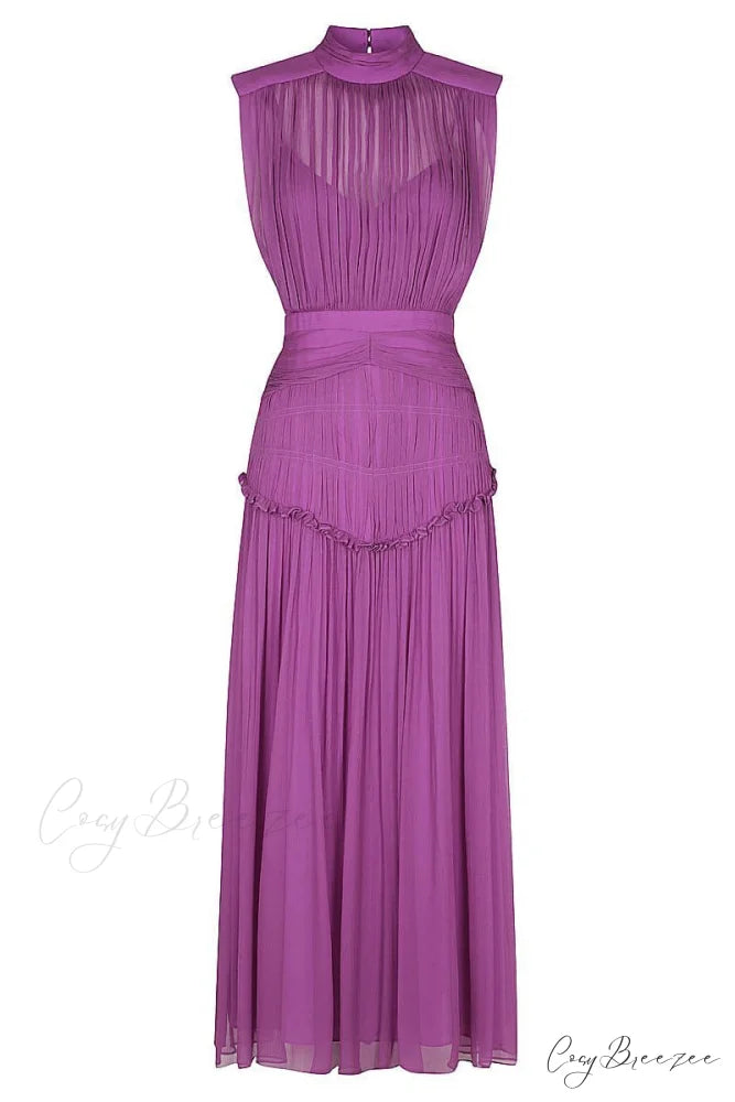 Remarkable Moment High Trendy Neck Maxi Dress
