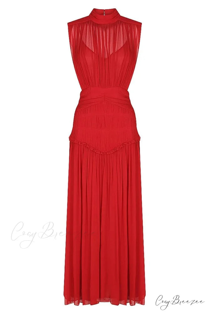 Remarkable Moment High Trendy Neck Maxi Dress