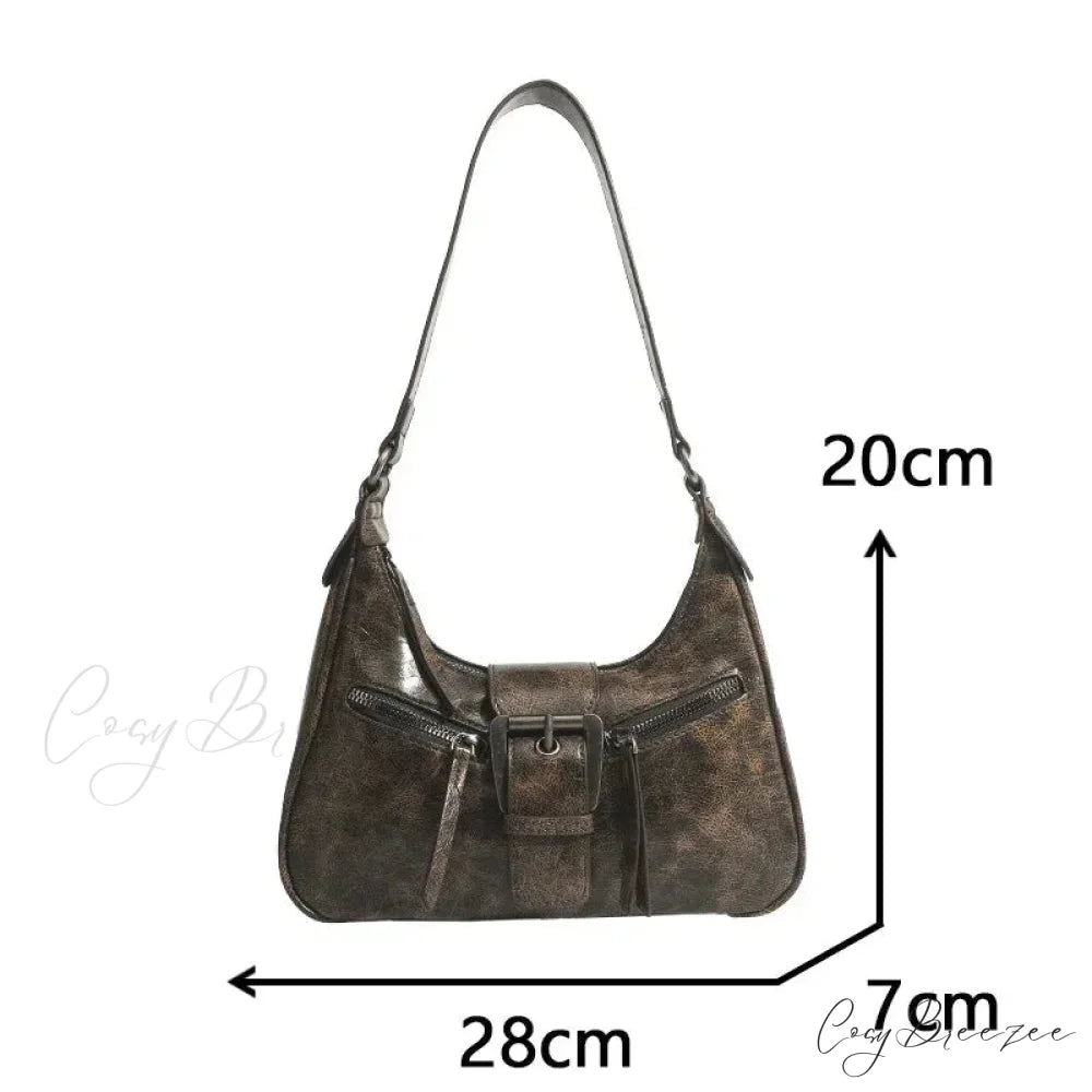 Retro Belt Design PU Leather Shoulder Bag shoulder-250126