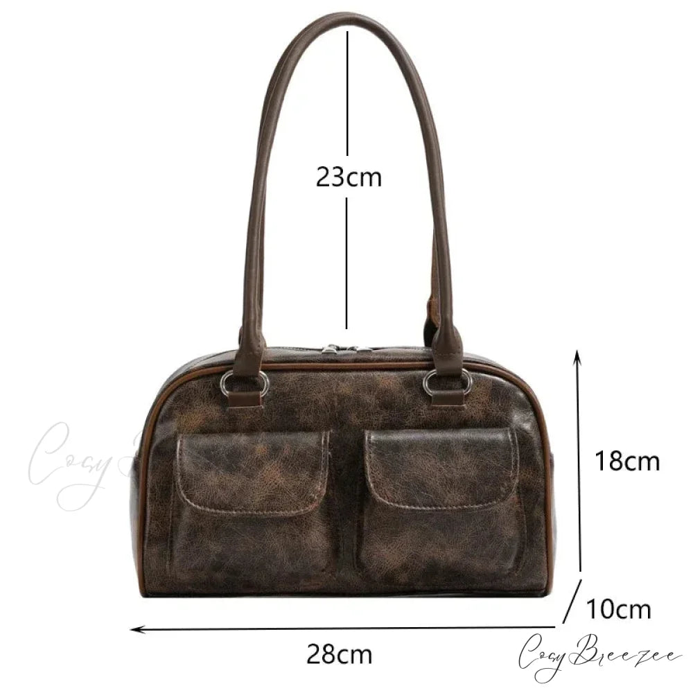 Retro Double Pockets Shoulder Bag shoulder-250126