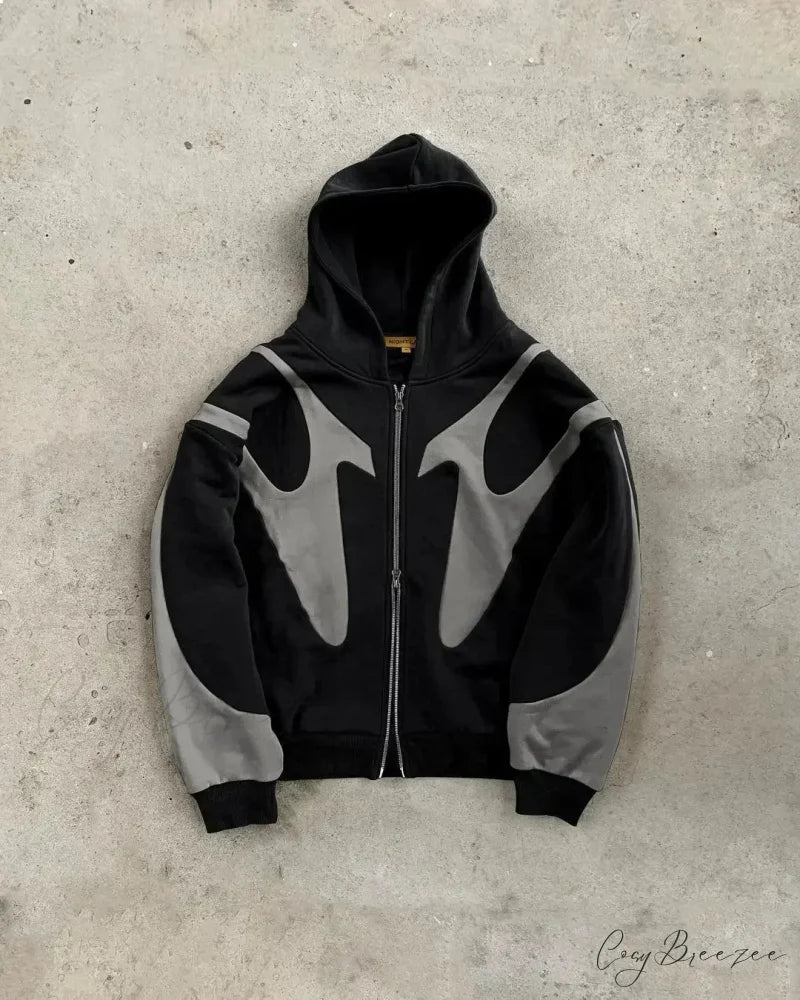 Retro Embroidery Pattern Oversized Hoodie black 2 / M hoodies-241228