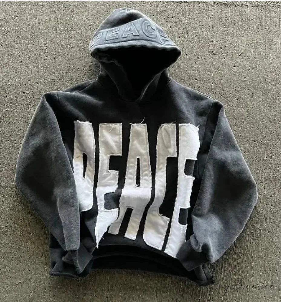 Retro Embroidery Pattern Oversized Hoodie black 5 / M hoodies-241228