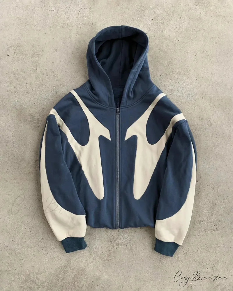 Retro Embroidery Pattern Oversized Hoodie grey 1 / M hoodies-241228