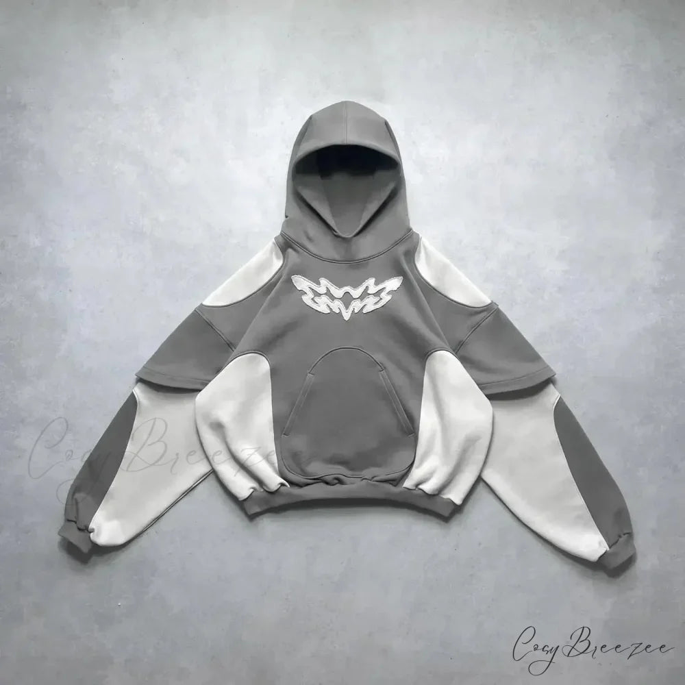 Retro Embroidery Pattern Oversized Hoodie grey 2 / M hoodies-241228