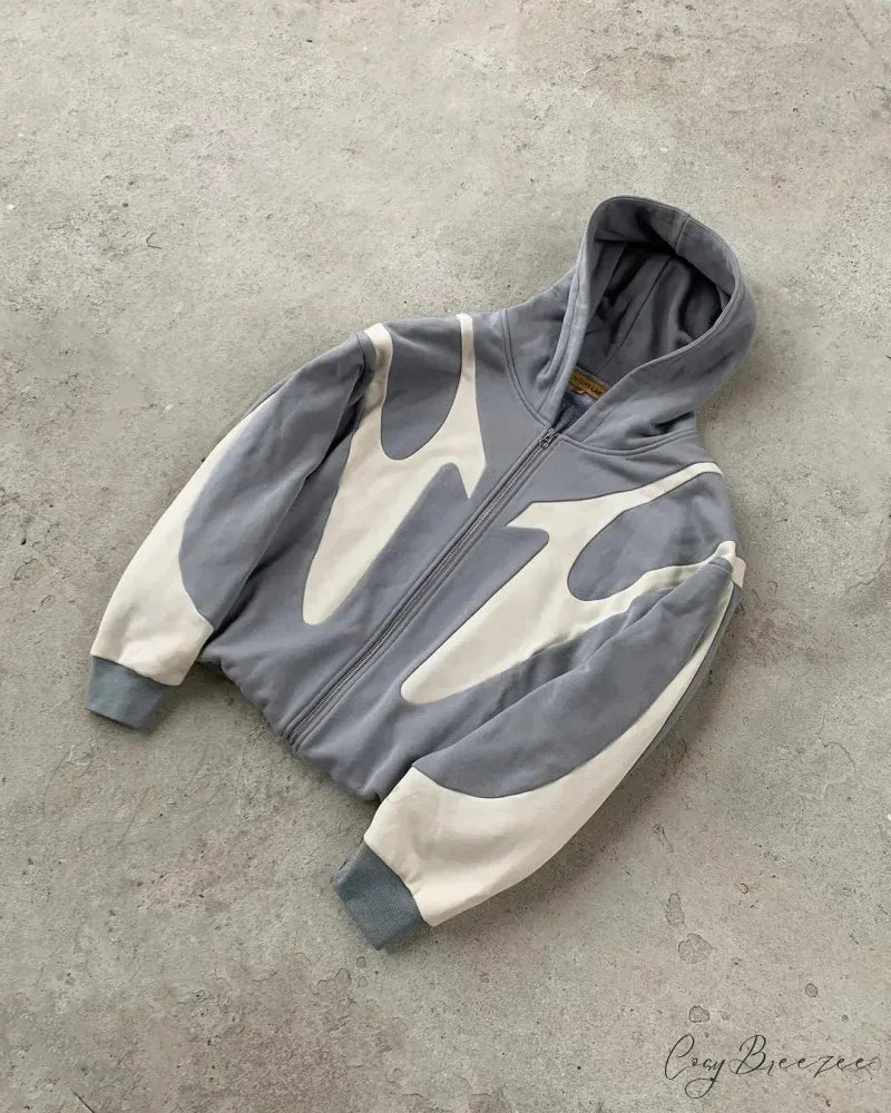 Retro Embroidery Pattern Oversized Hoodie grey3 / M hoodies-241228