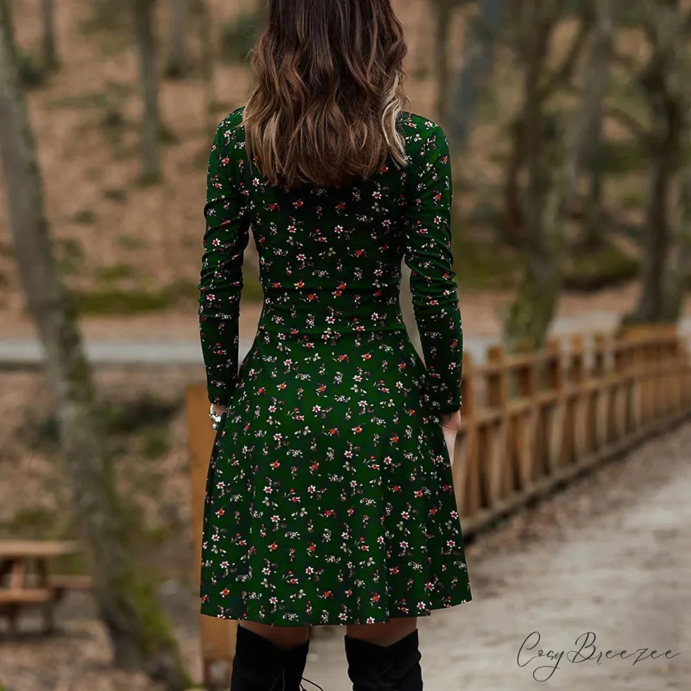 Retro Floral Swing Midi Dress oldfloraldress-250126