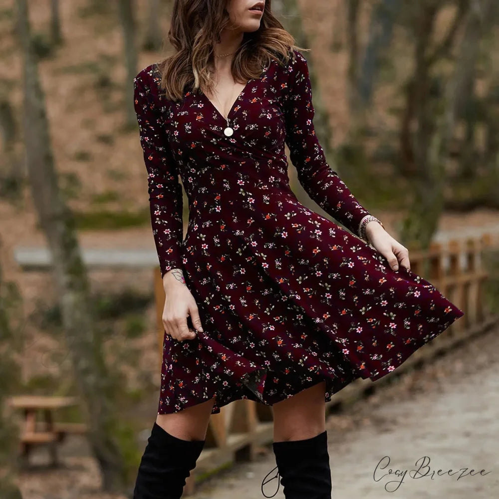 Retro Floral Swing Midi Dress PURPLE / S oldfloraldress-250126