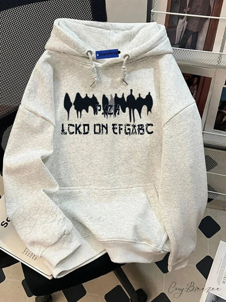 Retro Gothic Graphic Hoodie GRAY / M(40-50KG) hoodies-241228
