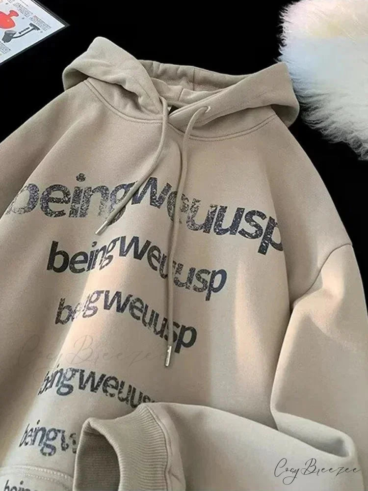 Retro Harajuku Letter Design Oversized Hoodie camel / M(40-45KG) hoodies-241228
