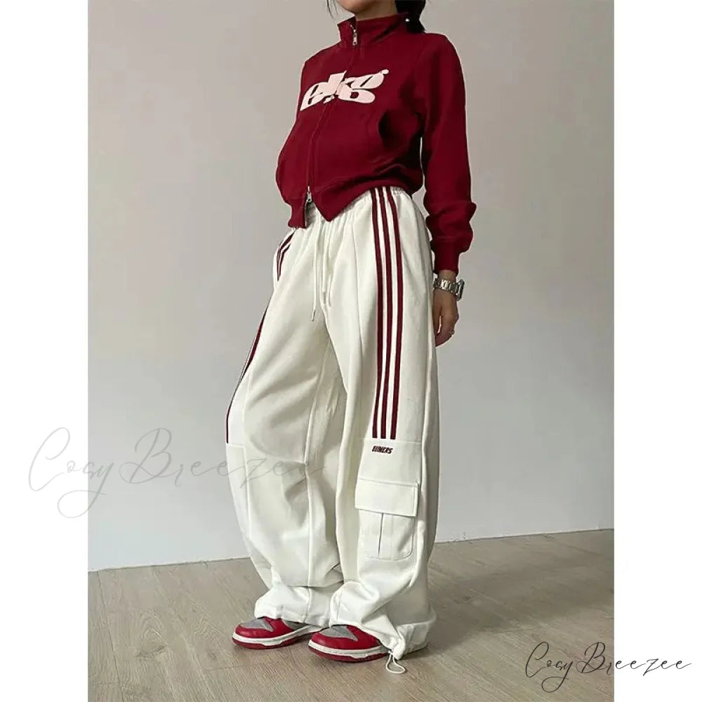 Retro Lazy Stripes Wide Leg Pants pants-241228