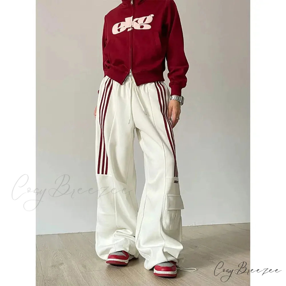 Retro Lazy Stripes Wide Leg Pants pants-241228
