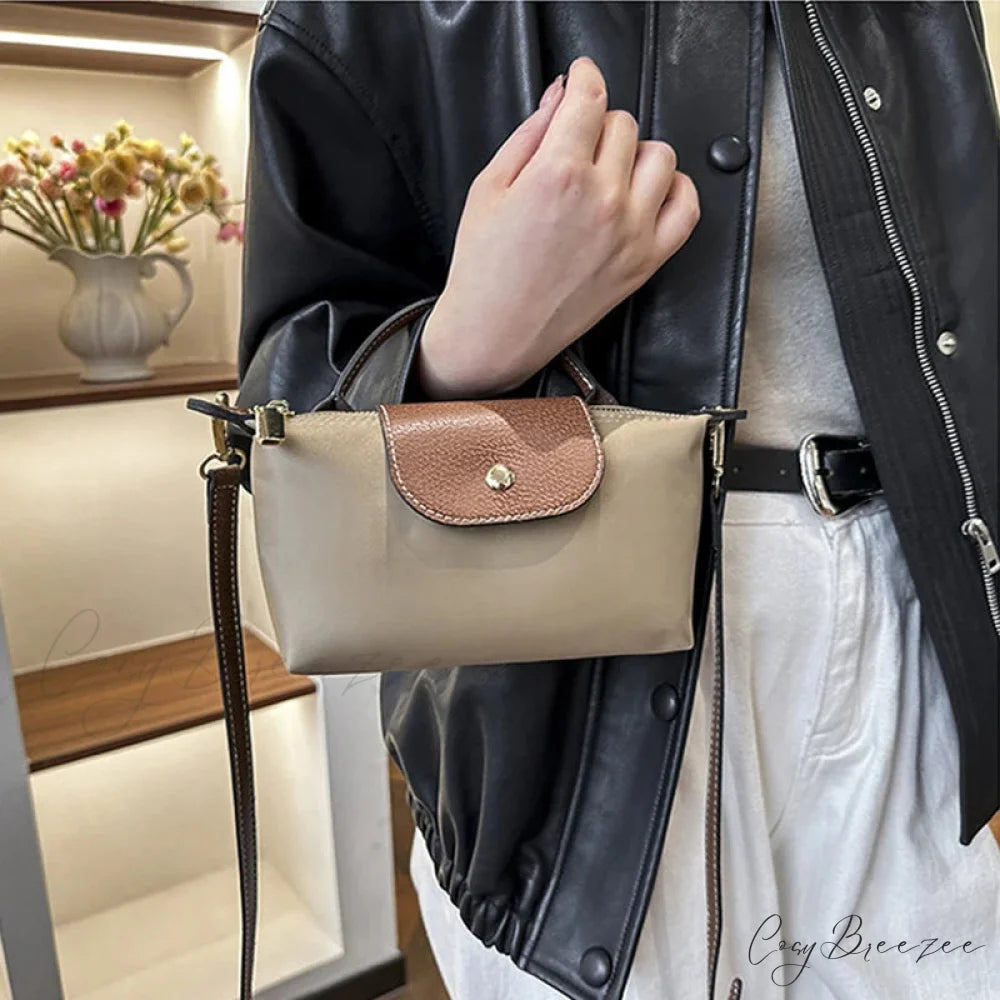 Retro Nylon Dumpling Shoulder Messenger Bag Khaki / Mini(Max Length<20cm) handbag-250126