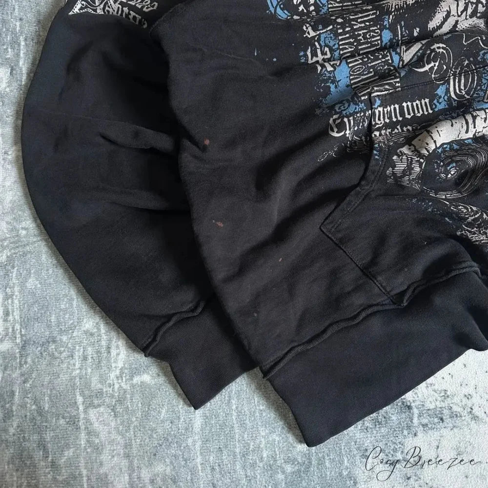 Retro Pattern Zipper Hoodie hoodies-241228