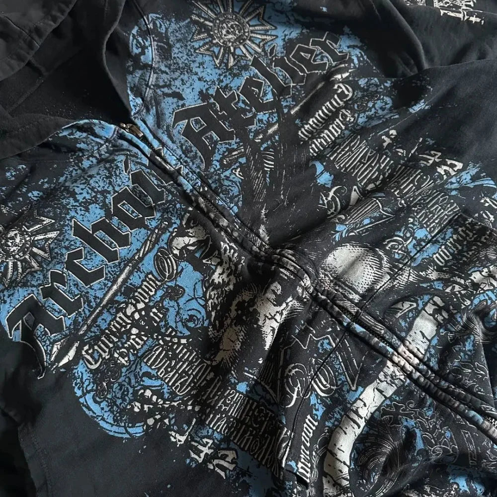 Retro Pattern Zipper Hoodie hoodies-241228
