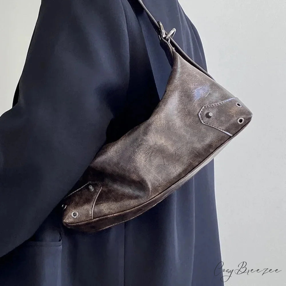 Retro PU Leather Y2K Bag Brown shoulder-250126