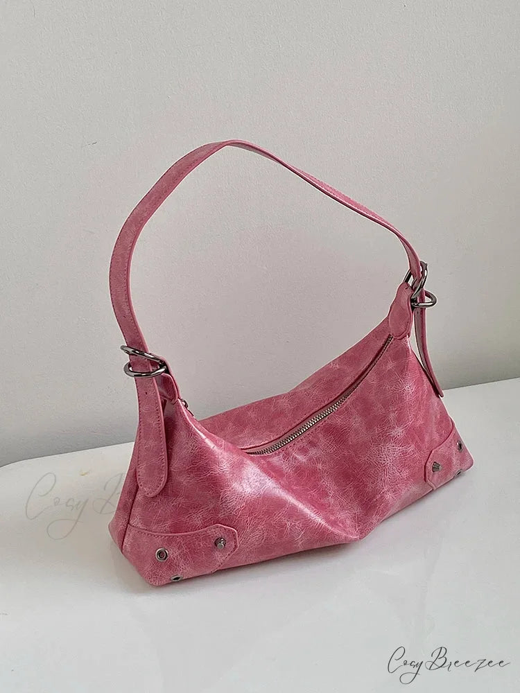 Retro PU Leather Y2K Bag Retro Red shoulder-250126