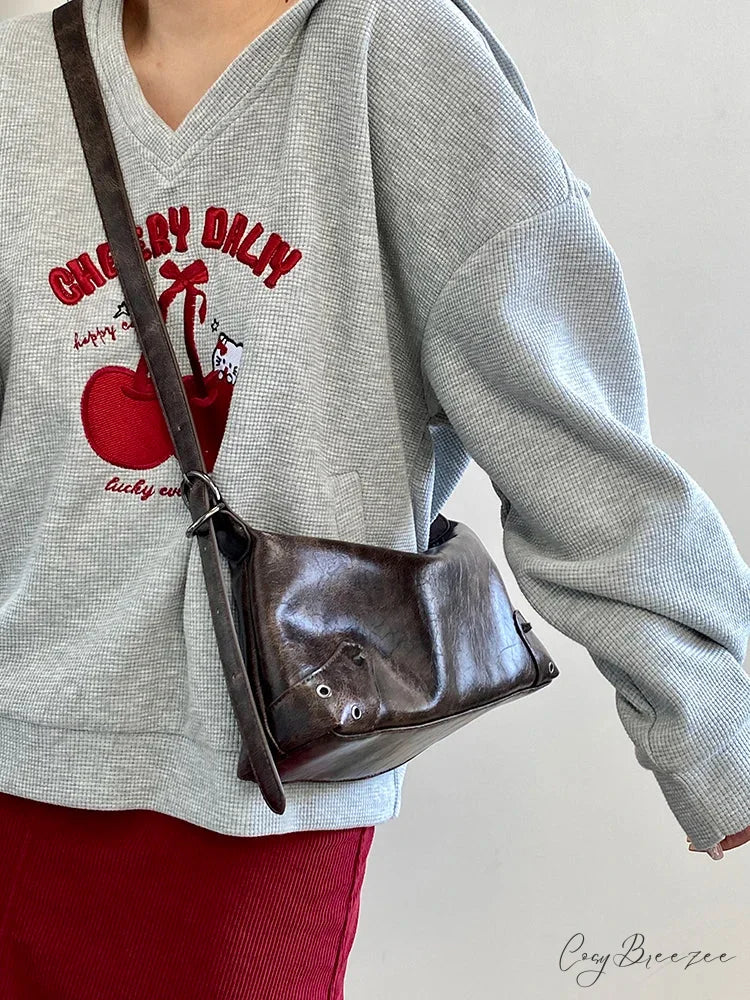 Retro PU Leather Y2K Bag shoulder-250126