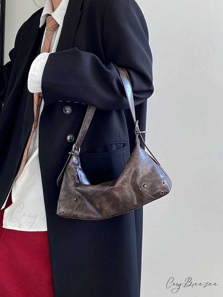 Retro PU Leather Y2K Bag shoulder-250126