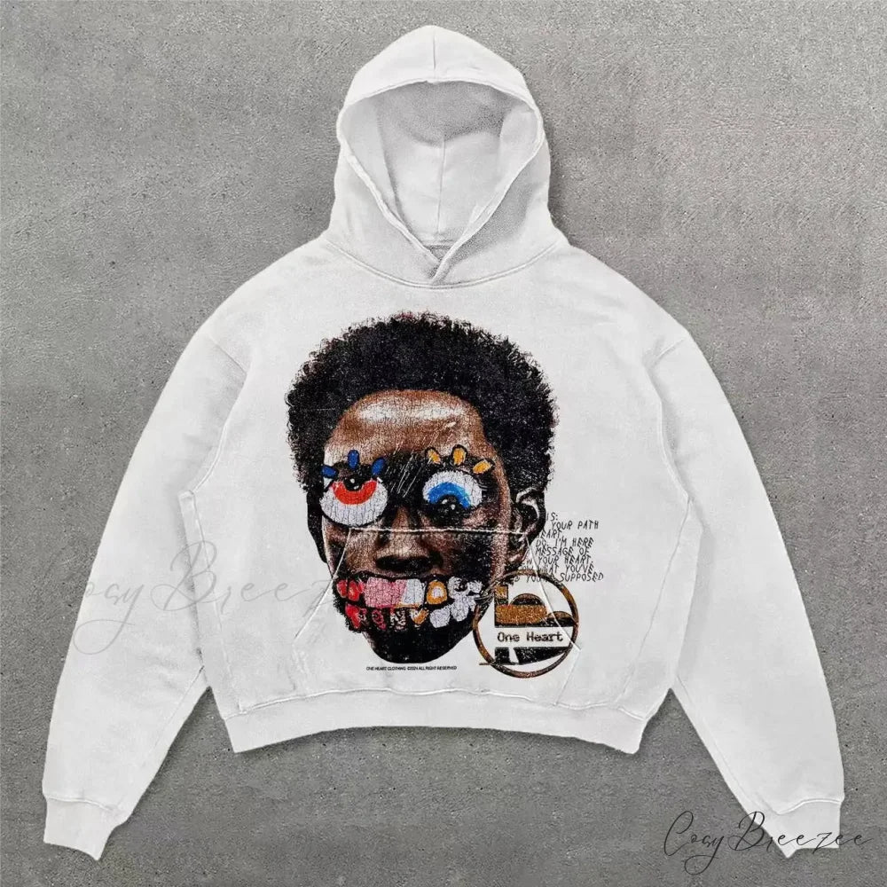 Retro Punk Printed Hoodie hoodies-241228