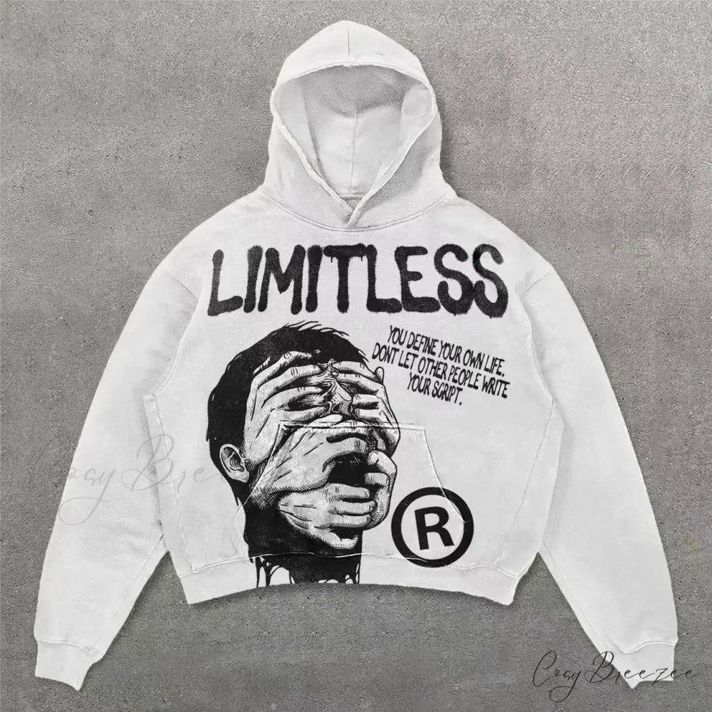 Retro Punk Printed Hoodie white / M hoodies-241228