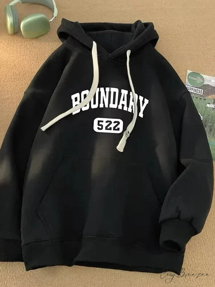 Retro Relaxed High Street Letter Hoodie Black / M(40-45KG) hoodies-241228
