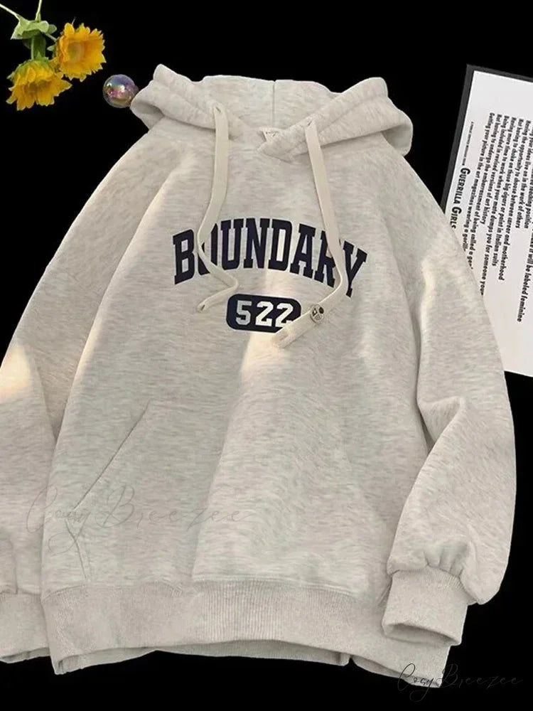 Retro Relaxed High Street Letter Hoodie GRAY / M(40-45KG) hoodies-241228