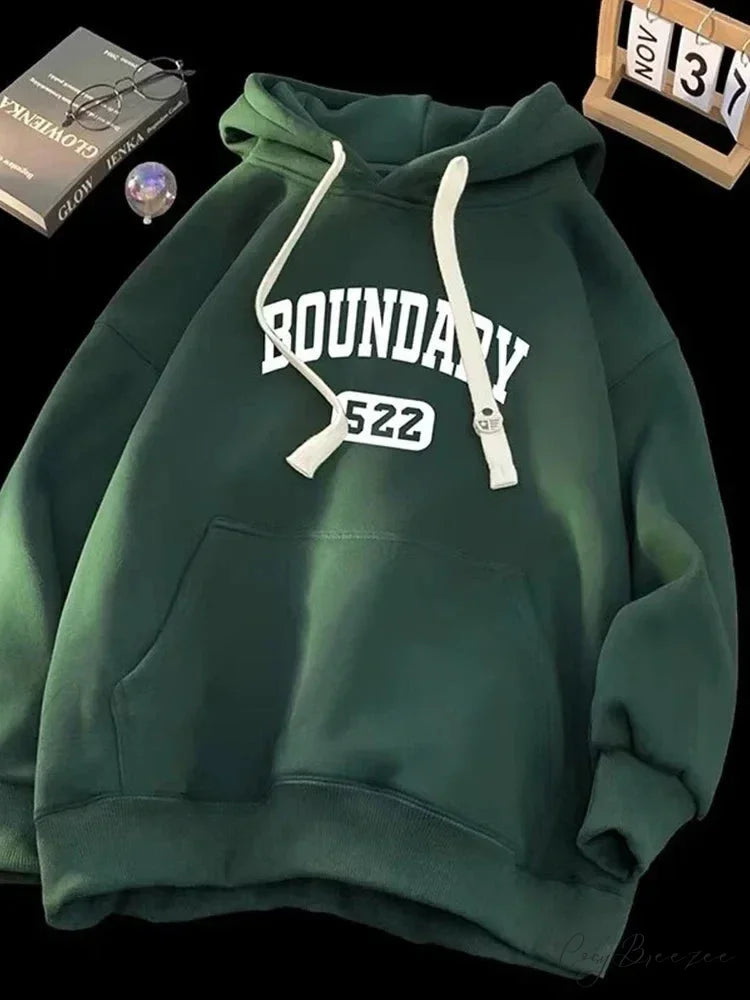 Retro Relaxed High Street Letter Hoodie Green / M(40-45KG) hoodies-241228
