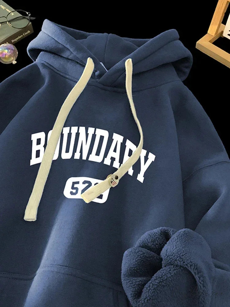 Retro Relaxed High Street Letter Hoodie Navy Blue / M(40-45KG) hoodies-241228
