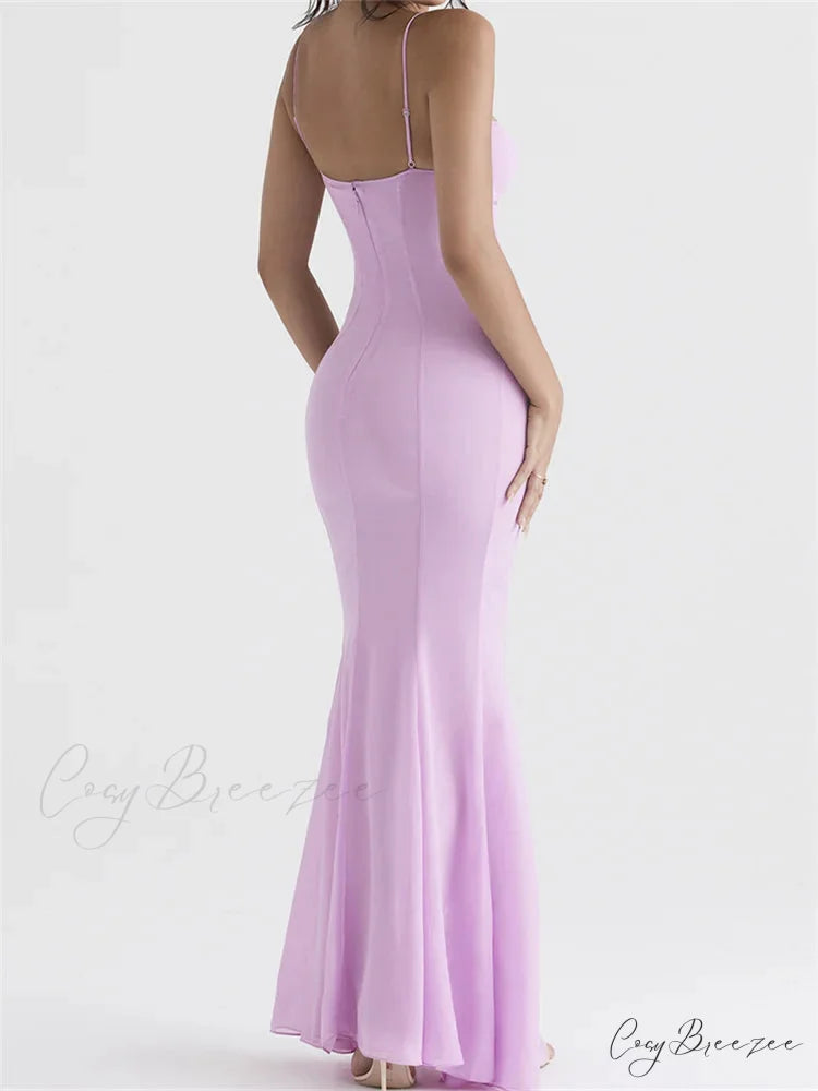 Retro Slim Fit for Women Sleeveless Strap Bodycon Backless V-neck Formal Club Night Summer Vestidos