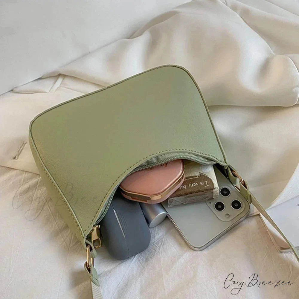 Retro Solid Color PU Leather Underarm Bag shoulder-250126