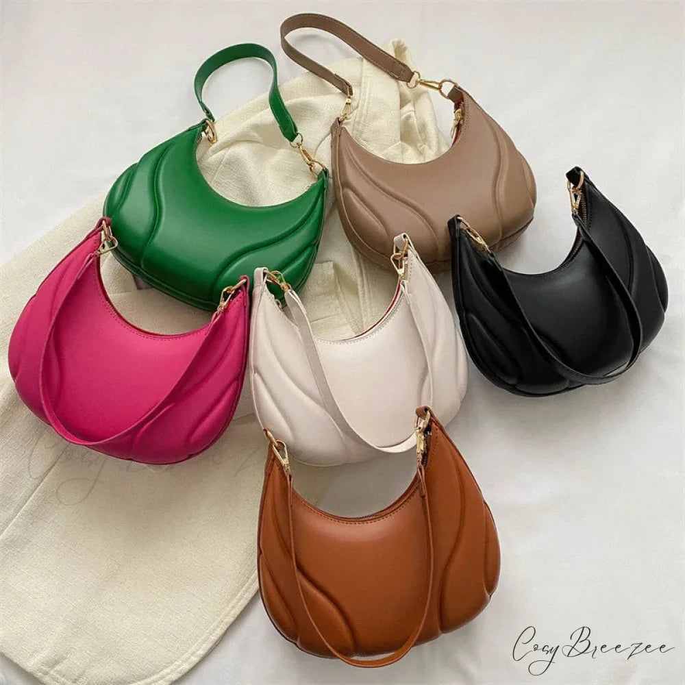 Retro Solid Color Saddle Leather Shoulder Bag shoulder-250126
