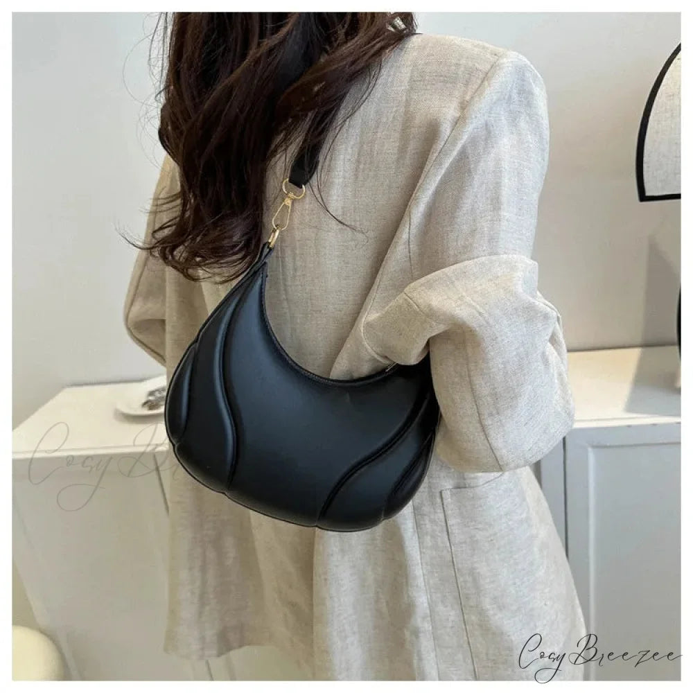 Retro Solid Color Saddle Leather Shoulder Bag shoulder-250126