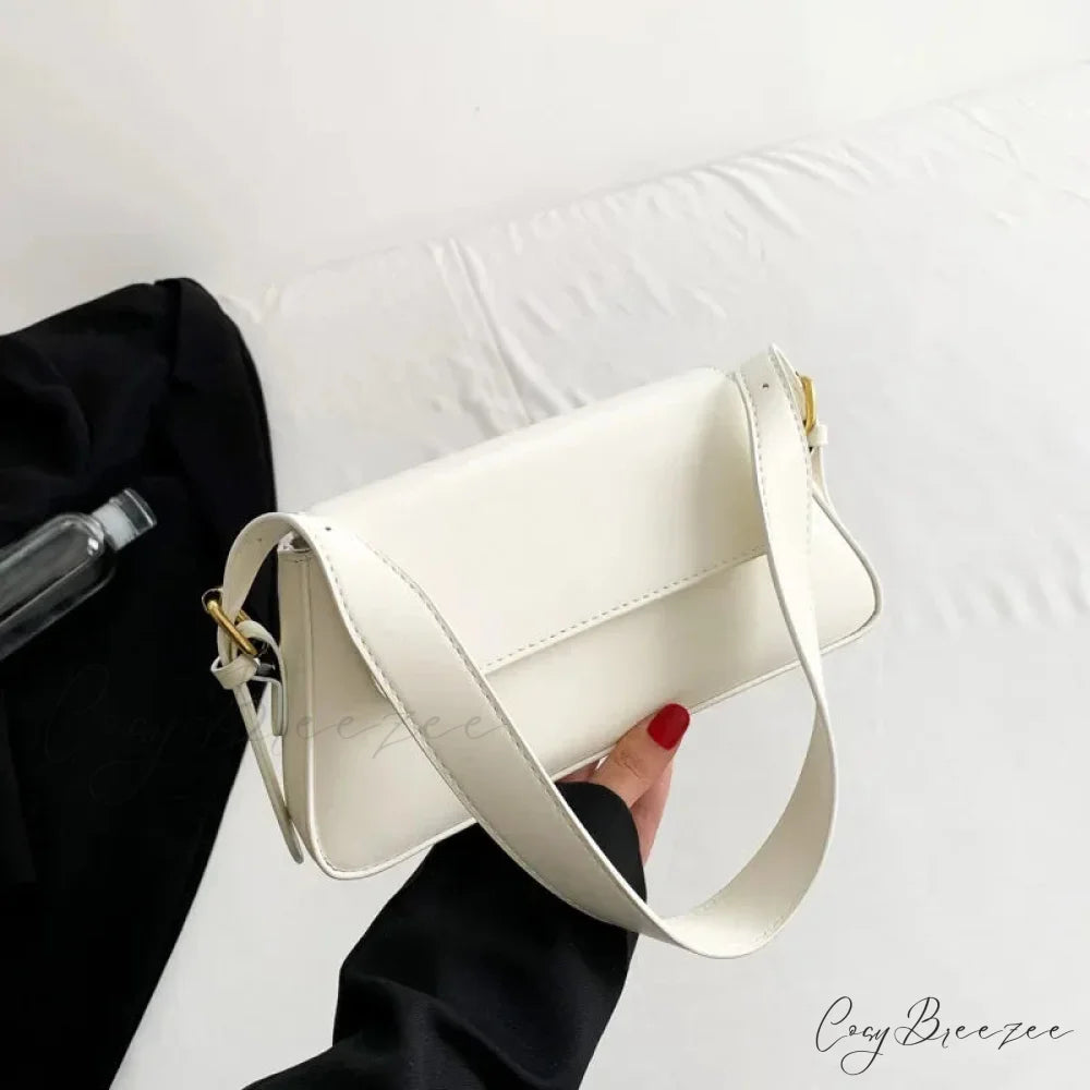 Retro Solid PU Leather Winter Bag Beige shoulder-250126