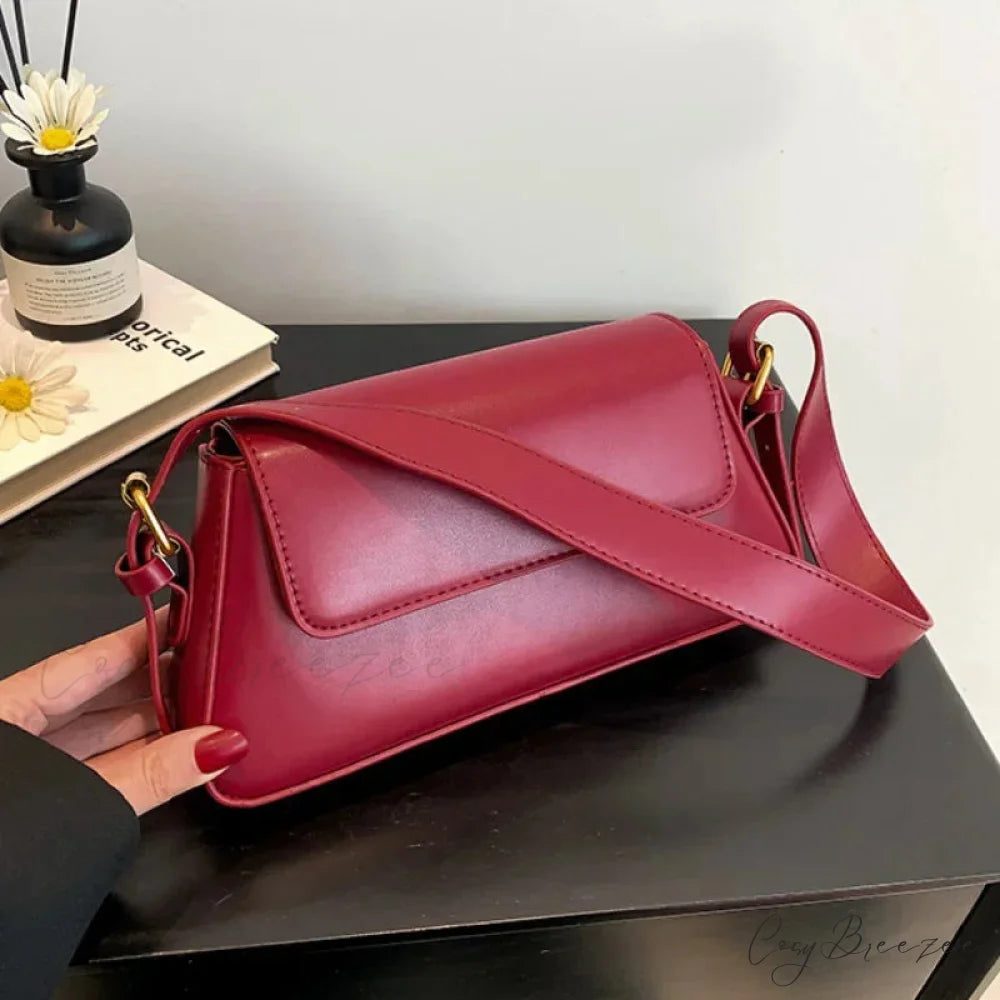 Retro Solid PU Leather Winter Bag shoulder-250126