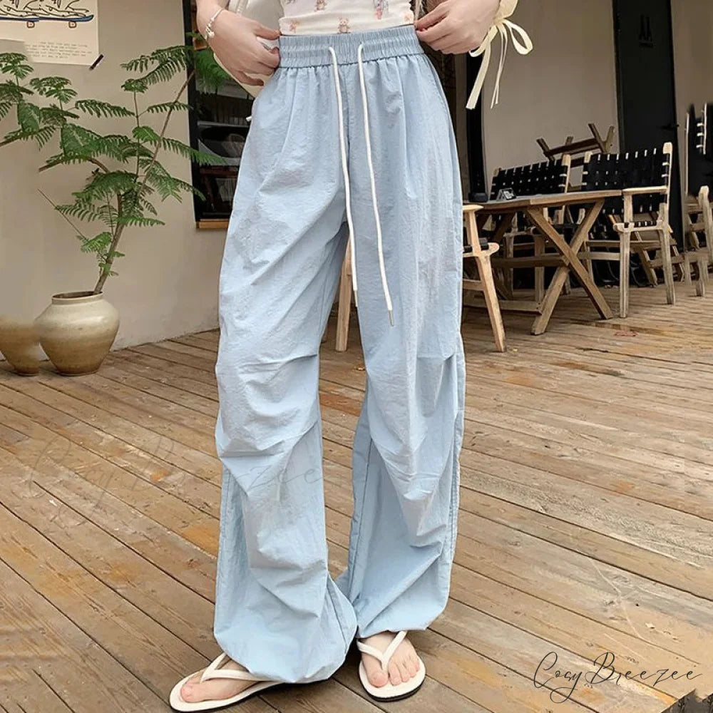 Retro Striped Oversized Baggy Jogger Pant Blue / S pant-250223