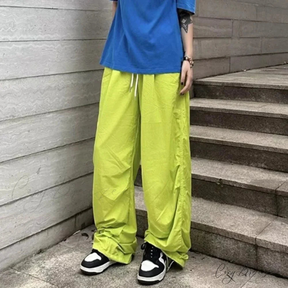 Retro Striped Oversized Baggy Jogger Pant Green / S pant-250223