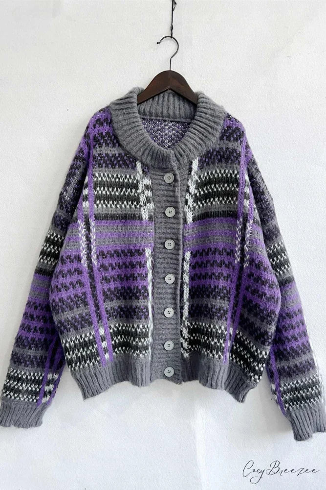 Retro with Striped Cardigan Contrast