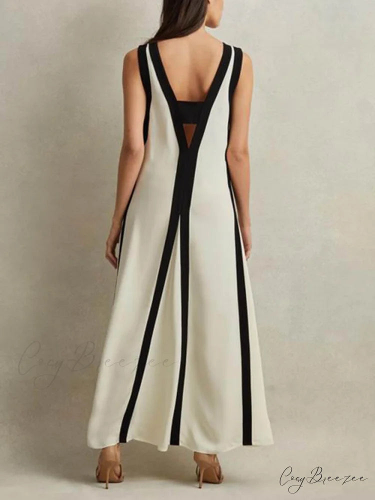 Reversible Style Colorblock Charming A-Line Maxi Dress